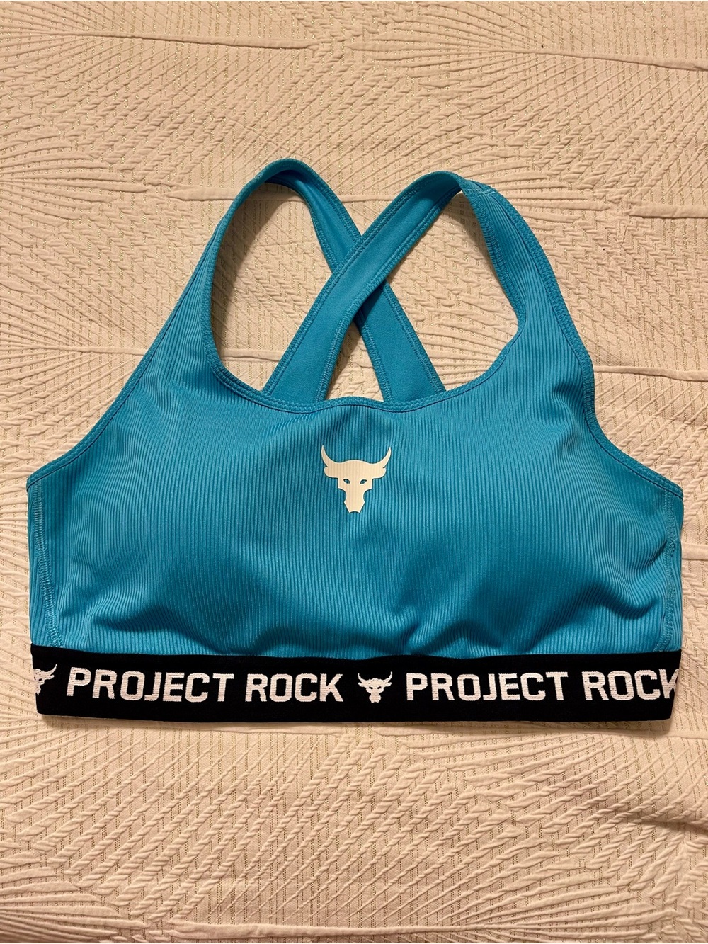 Under Armour Project Rock Teal Crossback Sports Bra